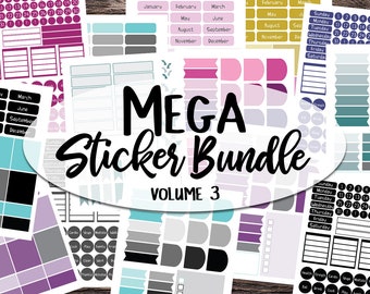 Mega Sticker Bundle 3 - Lot d'autocollants imprimables et numériques pour scrapbooking, agendas, organiseurs, journaux, calendriers et plus encore !