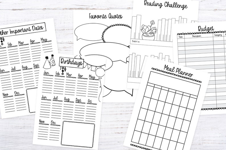 cute printable planner inserts - a full month long printable planner kit