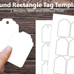 Hang Tag Template - 2" x 3" rounded rectangle digital Tag template to create your own diy gift tags - pdf, svg, eps, png formats