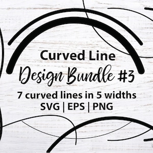 SVG-bundel met gebogen lijnen #3 Bevat 7 verschillende gebogen lijnen in 5 verschillende gewichten, perfect voor doe-het-zelf en ambachten curve bundel svg