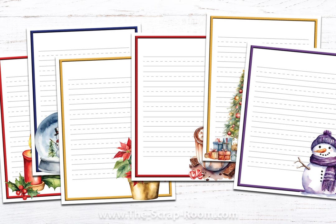 Printable Lined Christmas Paper for Kids 6 Santa Letter Designs Instant Download - Etsy