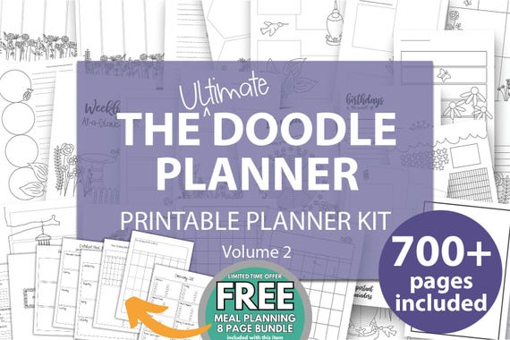 A5 planner inserts Printable Planner pages undated Doodle Planner bundle Coloring planner bullet planner inserts a5 a6 letter planner