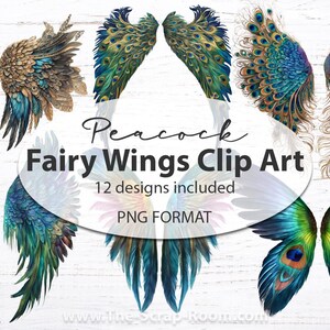 Pacote de Clip Art PNG de Asas de Fada de Pavão Asas de Fada de Pavão Asas de Pavão PNG asas realistas asas png pacote