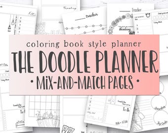 Printable Planner Inserts Bundle Doodle Planner Printables Ultimate Undated Digital Planner Set A4 Letter A5 Planner Pages to Color