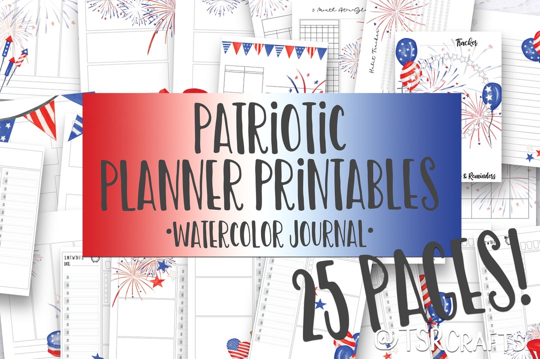 Printable Planner Inserts &amp; Digital Planner Set - Patriotic Planner - Etsy