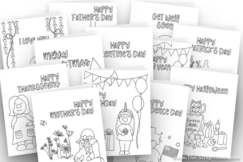 Printable Coloring Card Bundle Printable A2 Card Templates - Etsy