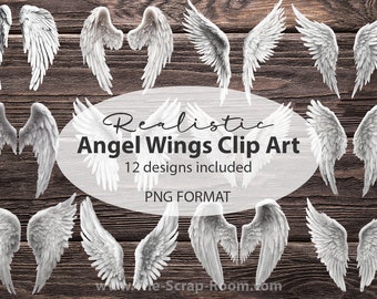 Memorial Angel Wings Clip Art Bundle - PNG wings, realistic