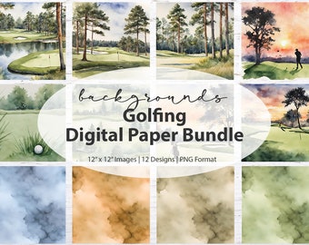 Golf Digital Paper Golf Paper Pack Golf Scrapbook Paper Golf Printables Golf Journal Pages PNG Background Papers