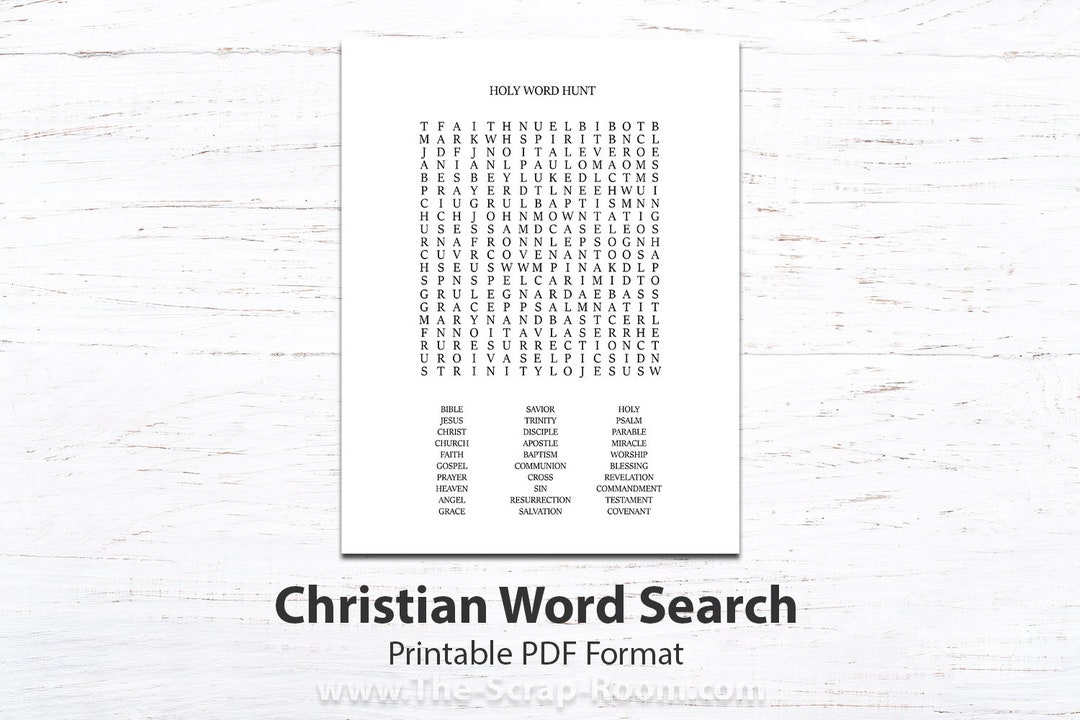 Printable Christian Word Search Sunday School Church Activity Printable Christian Word Search Sunday School Church Activity