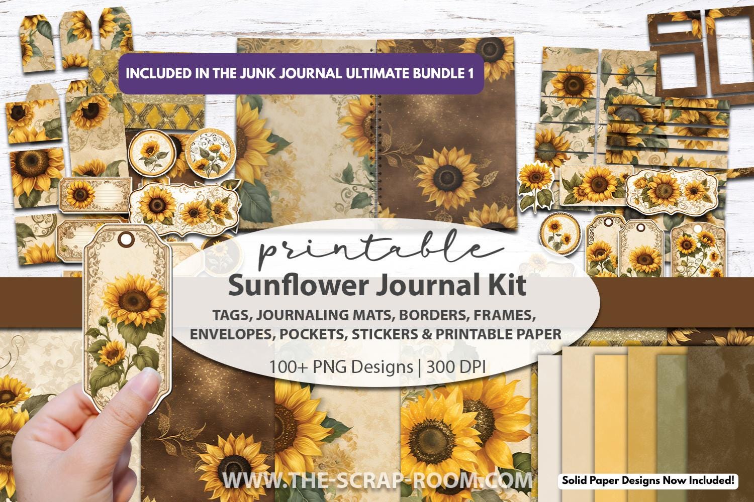 Sunflower Junk Journal Kit Printable Vintage Floral Ephemera ...
