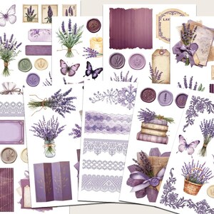 Lavender Junk Journal Kit Printable Purple Floral Ephemera Cottagecore ...