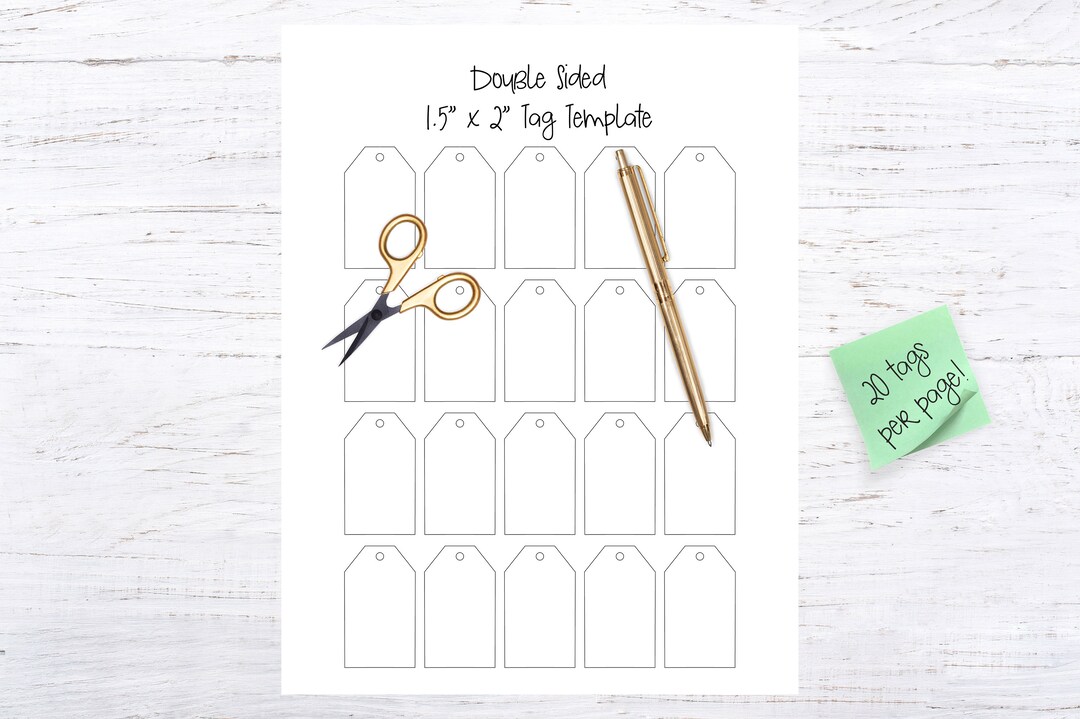 Printable Tag Template /digital Tag Template -1.5" X 2" Blank Gift Tags ...