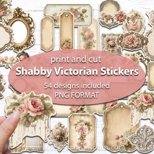 Afdrukken en knippen Shabby Victoriaanse afdrukbare stickers bloemenstickers ongewenste dagboek stickerbundel scrapbooking kieskeurig knippen png ephemera