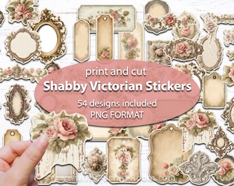 Afdrukken en knippen Shabby Victoriaanse afdrukbare stickers bloemenstickers ongewenste dagboek stickerbundel scrapbooking kieskeurig knippen png ephemera