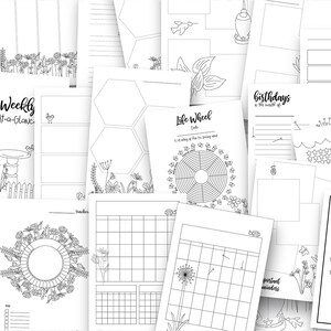 Printable Bullet Planner inserts kit: undated Doodle Planner Ult. Bundle, notion templates, adult coloring pages, templates, pages image 6