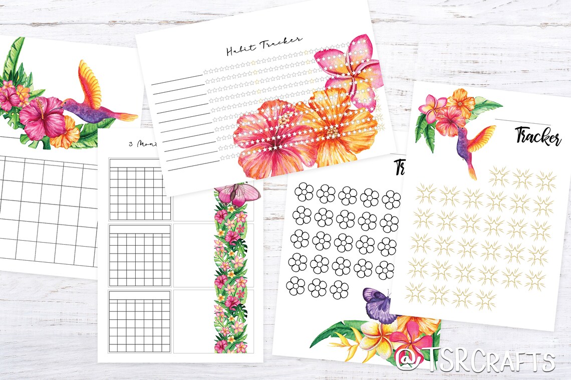 Printable Planner Inserts &amp; Digital Planner Set Tropical - Etsy