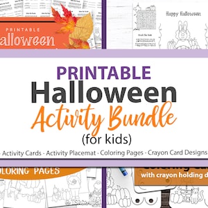 Printable Kids Halloween Activity Bundle, Games for Kids: Educational Worksheets, Games, for kids, Kids Halloween Party, non candy Halloween
