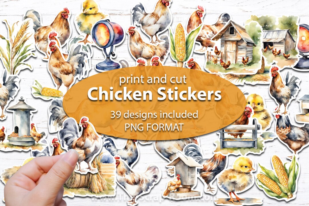 Farmhouse Chicken Stickers Printable Country Ephemera Rustic Junk ...