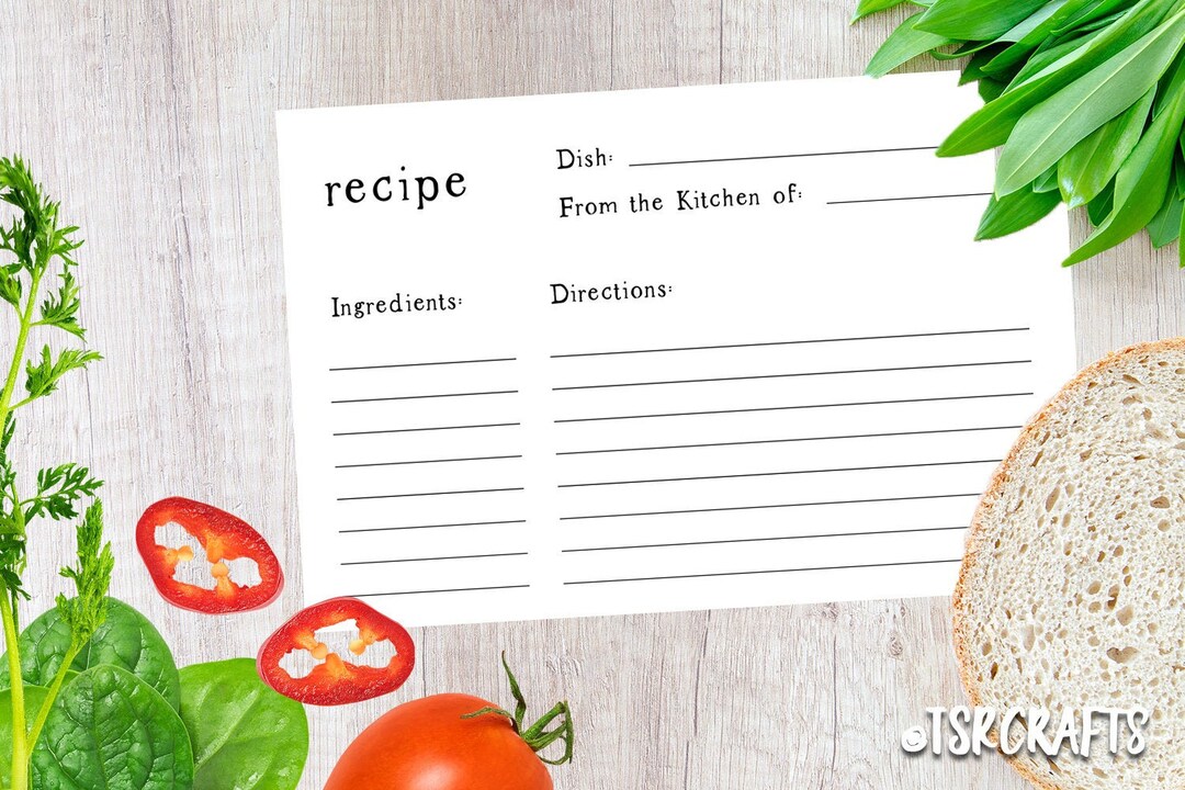 Printable Recipe Card - Minimalist Style Recipe Card Printable in ...