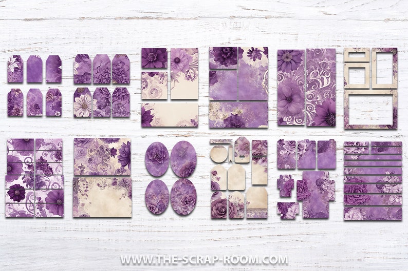 Purple Floral Junk Journal Kit Purple Floral Ephemera Vintage Violet ...