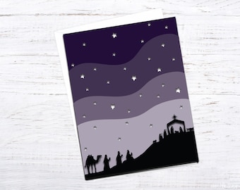 Christmas nativity card template svg eps layered cut file diy christmas card design layered nativity card cut files holiday christmas craft