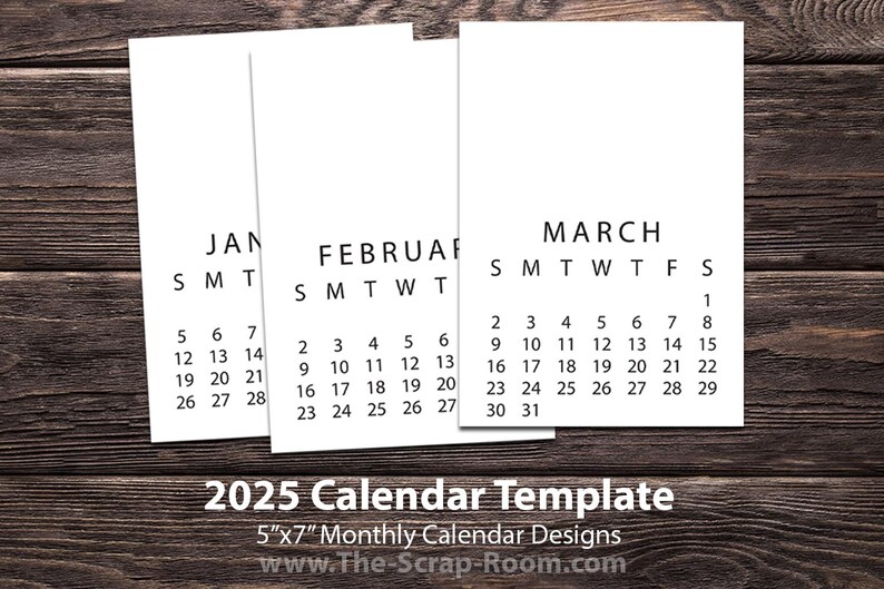 Printable Calendar for 2025 5x7 Desktop Calendar Design, Printable