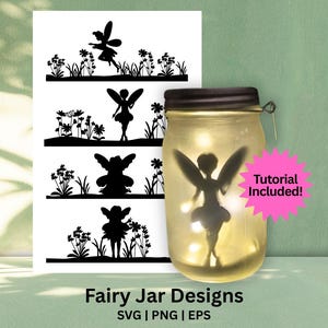 Feen Glas Laterne SVG Bundle und DIY Solar Licht Fee Laterne Tutorial zu Feengarten Dekoration (nur Schnittdatei Designs und Tutorial)