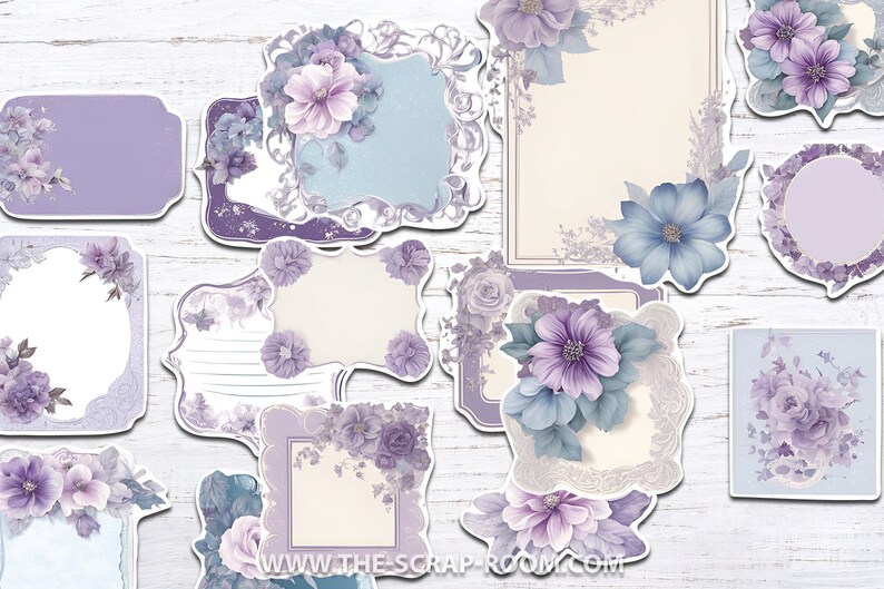 Printable Junk Journal Kit Purple Floral Ephemera Cottagecore Journal ...