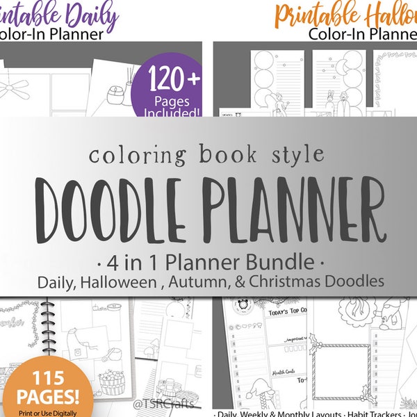 Digital Planner Bundle for 2024 - Doodle Planner 4 in 1 bundle:  for Fall & Winter - life planner printables - planner printables - undated