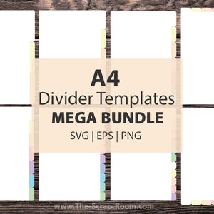 A4 Divider Templates DIGITAL dividers  A4 divider tabs divider template planner dividers tab dividers  in png svg, pdf, eps