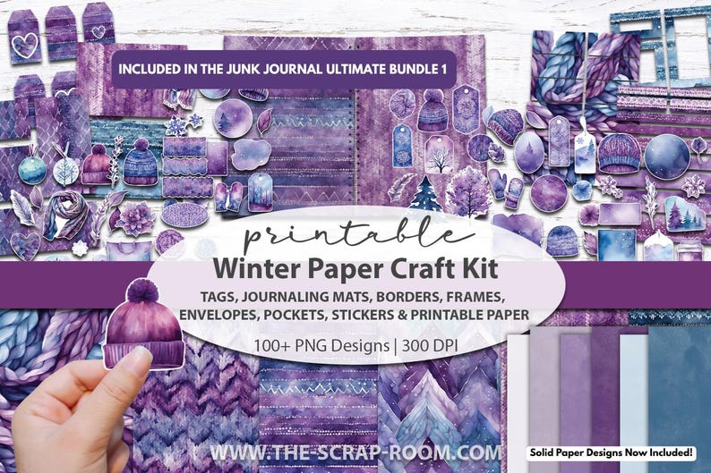 Winter Junk Journal Kit Printable Snowy Ephemera Cottagecore Journal ...