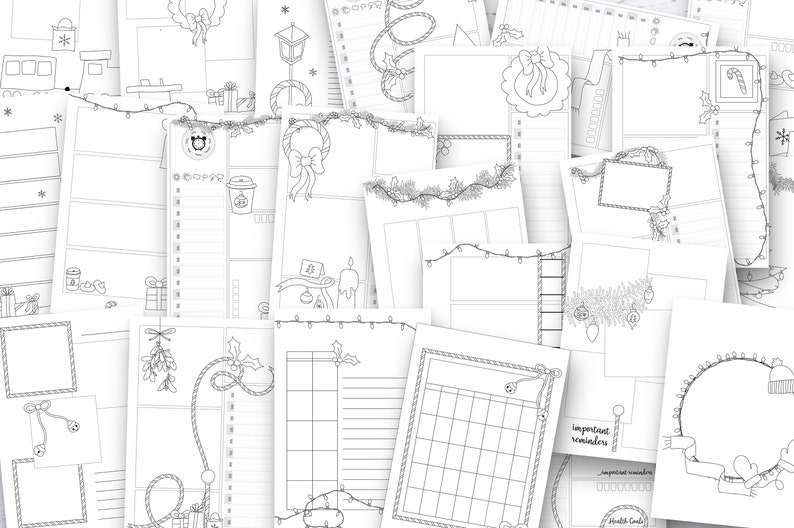 Printable Bullet Planner inserts kit: undated Doodle Planner Ult. Bundle, notion templates, adult coloring pages, templates, pages image 5