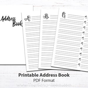 Printable Address Book Inserts - Easy to use Printable Planner bundle (27 page bundle - Cover page plus 26 monogrammed pages