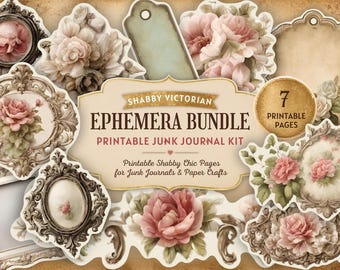 Victorian Ephemera Shabby Chic Ephemera Victorian Junk Journal Printable Stickers Vintage Scrapbook Ephemera Floral Fussy Cuts paper craft