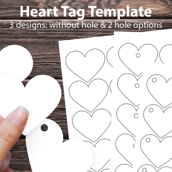 Heart Hang Tag Template - 2.5" Heart Tags template