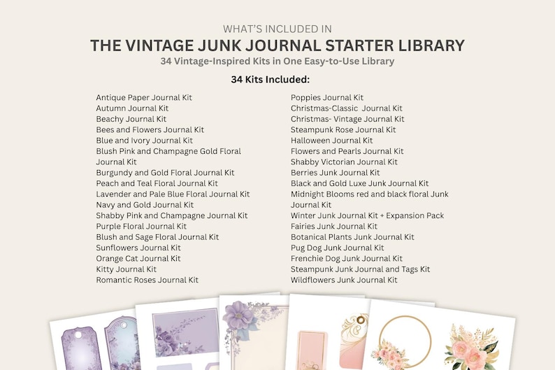 Vintage Library Collection Junk Journal Bundle Printable Ephemera ...