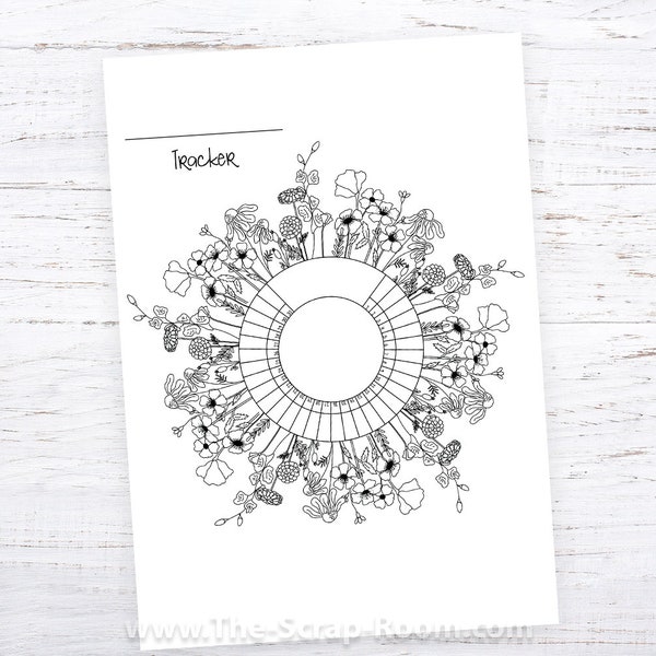 Habit Tracker printable with flower doodles #3 - Printable 31 Day Habit Tracker template with hand drawn floral illustrations