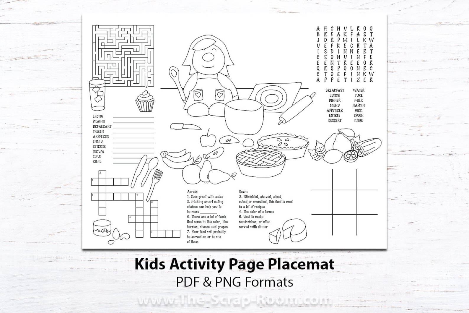 Printable Kid's Activity Placemat Template, Activity Sheet, Activity