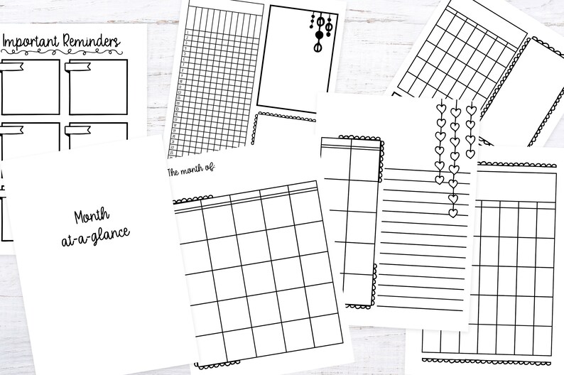 cute printable planner inserts - a full month long printable planner kit