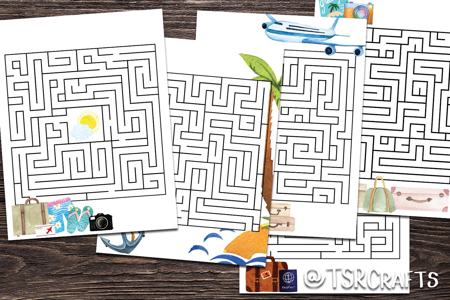 Printable Travel Activity Sheets 5 Travel Mazes to print Etsy