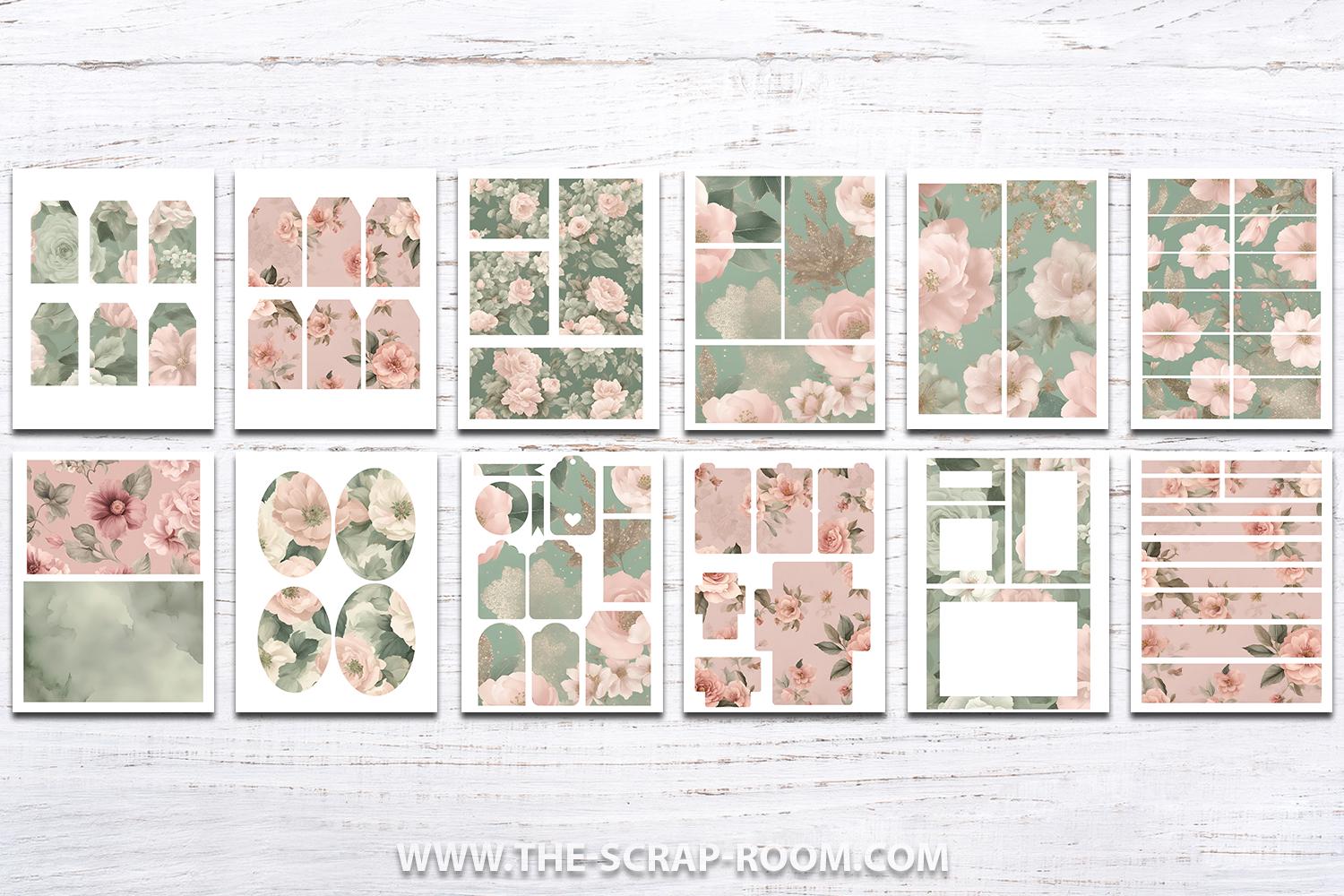 Blush Sage Junk Journal Kit Shabby Chic Ephemera Printable Cottage ...