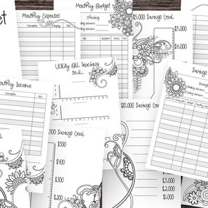 NEW calendars... printable coloring pages for adults with daily schedule Flourish Doodle Planner  Floral Doodle Planner Bundle #2