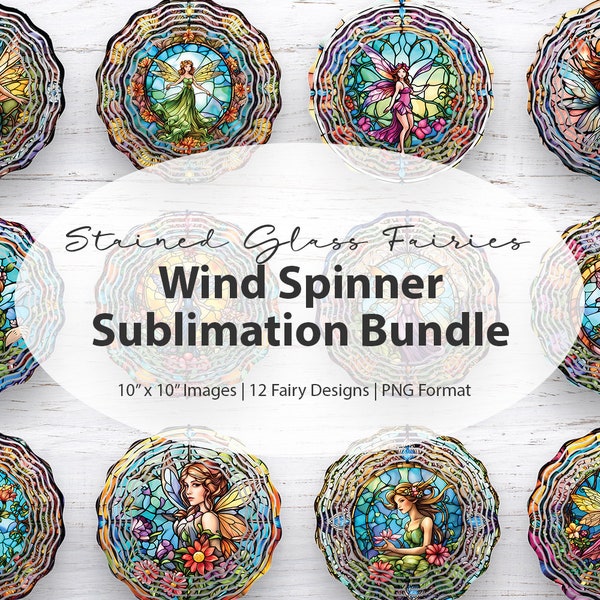 Wind Spinner PNG Bundle, Stained Glass Sublimation Designs, Fairy Wind Spinner PNG Bundle Sublimation, Hanging spinner, garden gifts