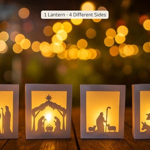 Kerststal Papieren Lantaarn Sjabloon Kerstlantaarn Gesneden Bestand Papier Ambachtelijke DIY Kerst Tafeldecoratie religieus cadeau Christelijk interieur