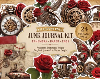 Steampunk Journal Steampunk Junk Journal Steampunk Ephemera Steampunk Digital Paper Steampunk Journal Kit Printable Journal Ephemera Kit