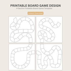 Printable Blank Board Game Templates 4 pieces layout Set #5 game design printable game diy game large board game, game board 4 sections
