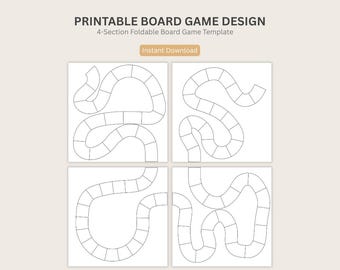 Printable Blank Board Game Templates 4 pieces layout Set #5 game design printable game diy game large board game, game board 4 sections