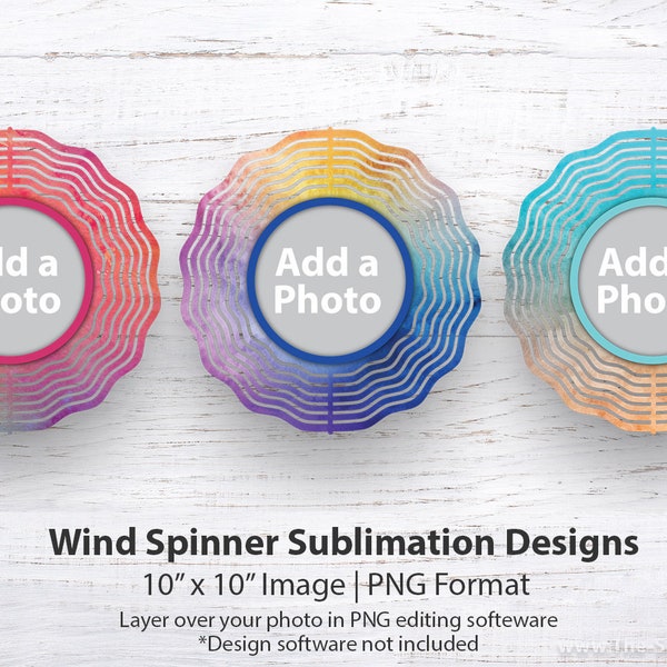 Photo Frame Wind Spinner Sublimation Designs PNG, Hanging spinner, wind spinner, garden gifts, gifts for her, Frame - watercolor trio #2