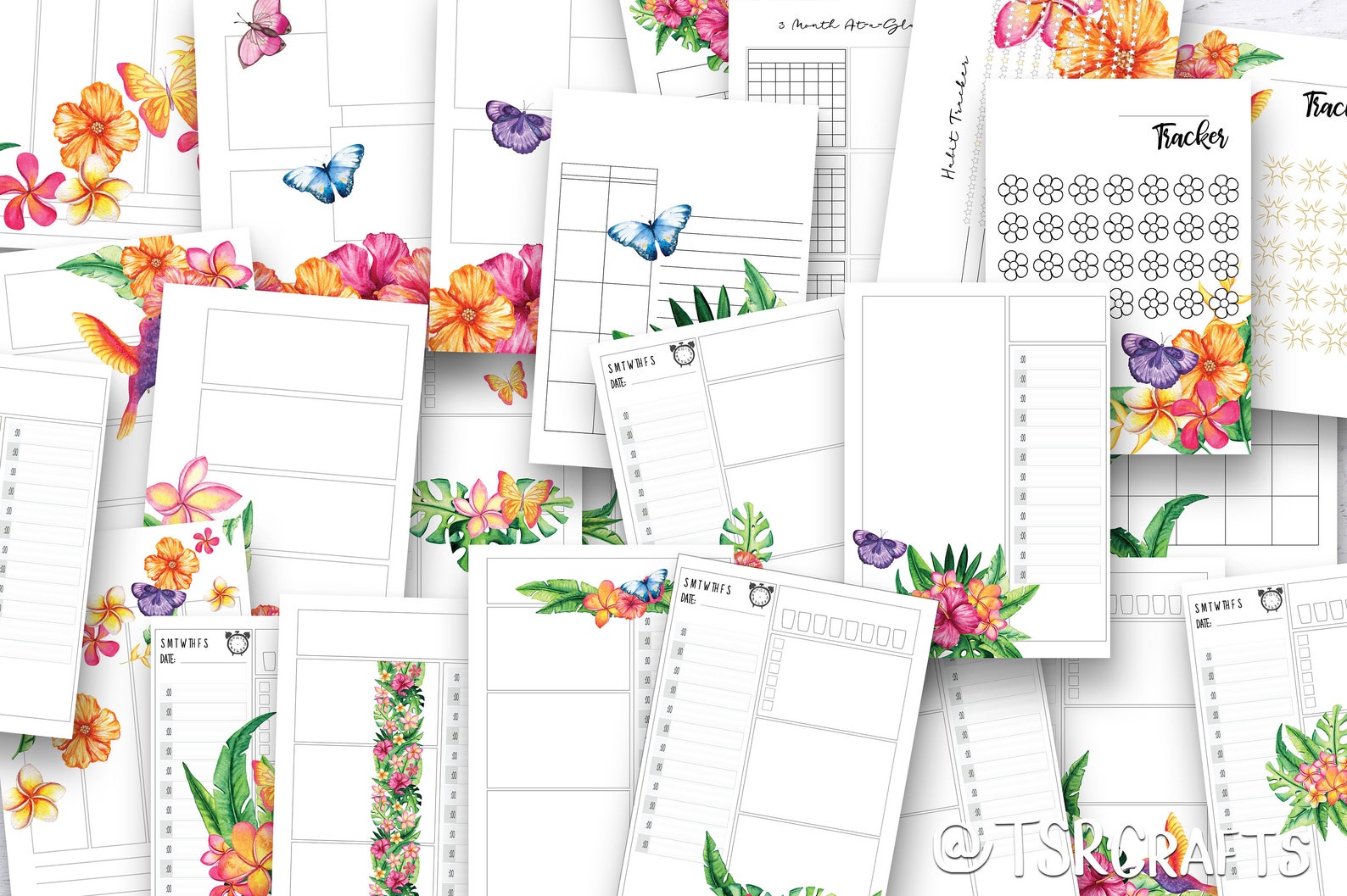 Printable Planner Inserts &amp; Digital Planner Set Tropical - Etsy