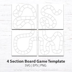 Printable Blank Board Game Templates 4 pieces layout Set #5 game design printable game diy game large board game, game board 4 sections